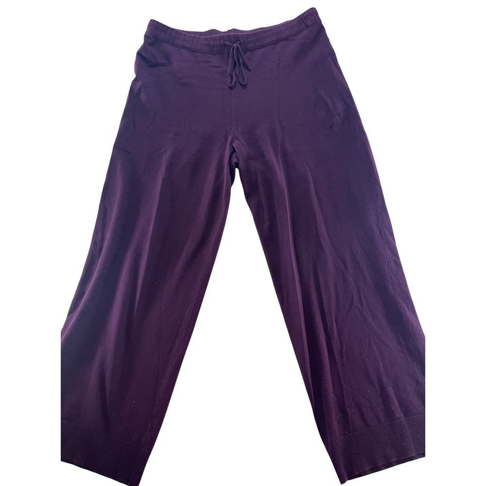 Eddie Bauer Womens XL Purple Cotton Blend Knit Wide‎ Leg Drawstring Lounge Pants